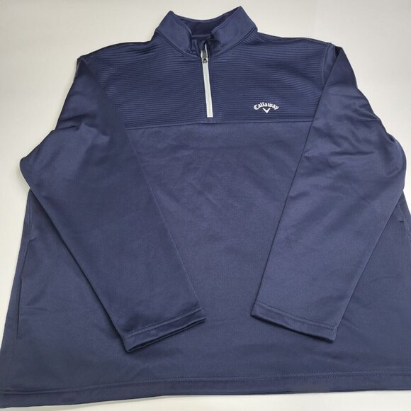 Callaway Golf Shirt Top Mens Sz XXL Navy 1/2 Zip Tawny Port Optic-Shield UPF 50 - Picture 7 of 9